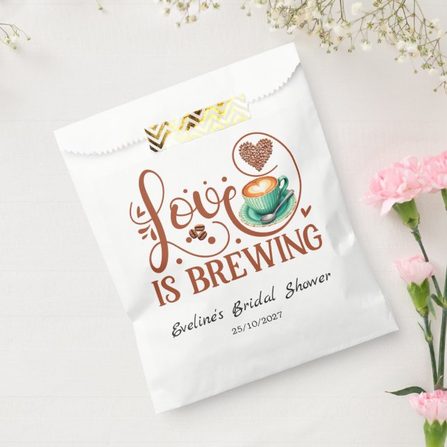 Love Is Brewing Bridal Shower Romantic Heart  Favour Bag (Sealed)