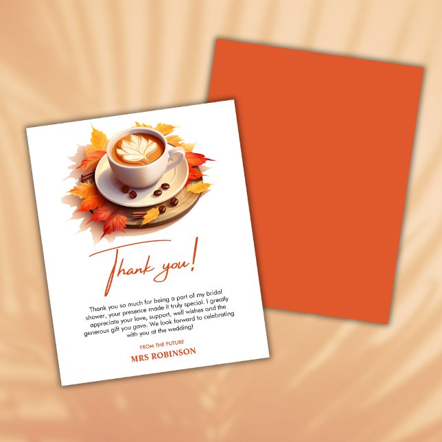 Love is Brewing Bridal Shower Thank You Card (Love is Brewing Autumn Fall Bridal Shower Thank You Card )