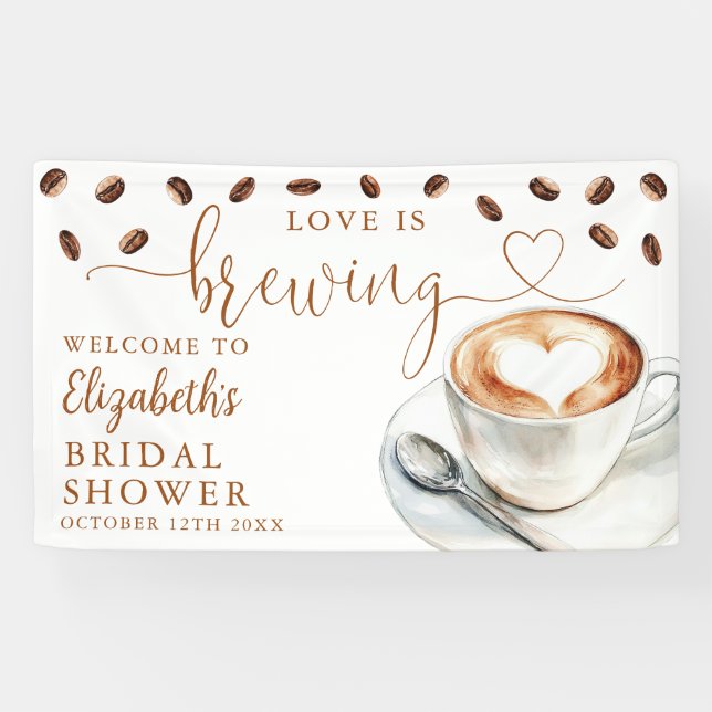Love Is Brewing Bridal Shower Welcome Banner (Horizontal)