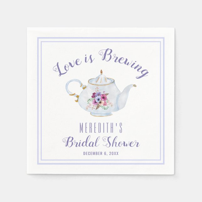 Love is Brewing Bridal Tea Party Napkin (Front)
