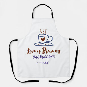 Love is Brewing brown blue bridal shower add name  Apron