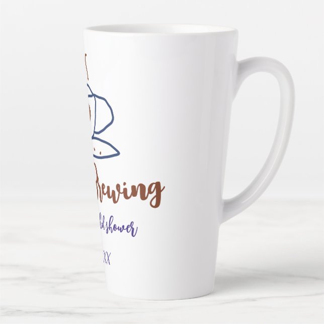 Love is Brewing brown blue bridal shower add name  Latte Mug (Right)