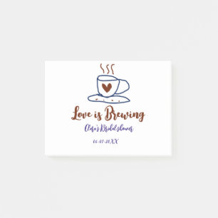 Love is Brewing brown blue bridal shower add name  Post-it Notes