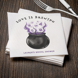 Love is Brewing Cauldron Halloween Bridal Shower Napkin