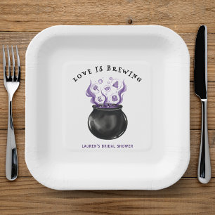 Love is Brewing Cauldron Halloween Bridal Shower Paper Plate