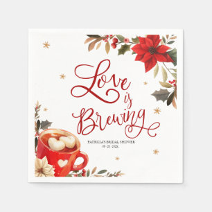Love Is Brewing Christmas Bridal Shower Napkin