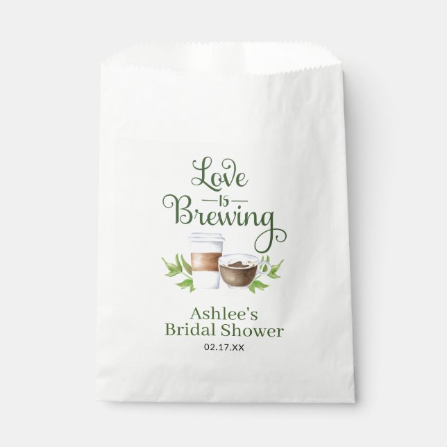 Love is Brewing Coffee Bean Treat Favour Bag (Front)