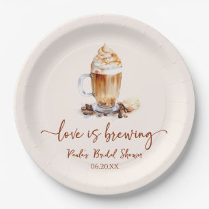 Love Is Brewing Coffee Beans Bridal Shower Paper Plate