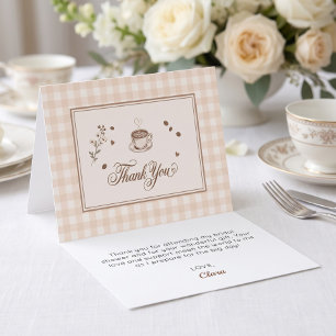 Love Is Brewing Coffee Boho Beige Custom Thank You Card