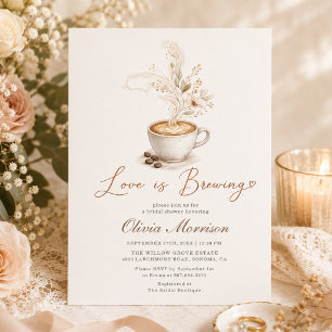 Love is Brewing Coffee Boho Bridal Shower Invitation