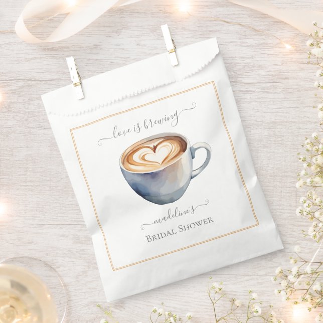 Love is Brewing Coffee Bridal Shower Favour Bag (Clipped)