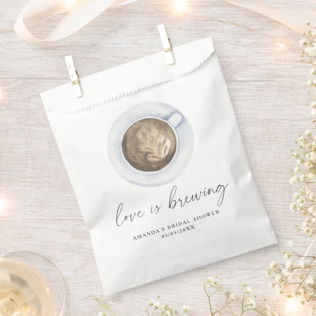 Love is brewing Coffee Bridal shower Favour Bag (Clipped)