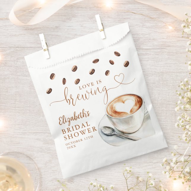 Love Is Brewing Coffee Bridal Shower Favour Bag (Clipped)
