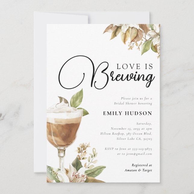 Love is Brewing Coffee Bridal Shower Invitation (Front)