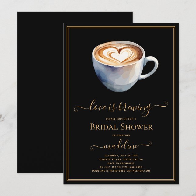 Love is Brewing Coffee Bridal Shower Invitation (Front/Back)