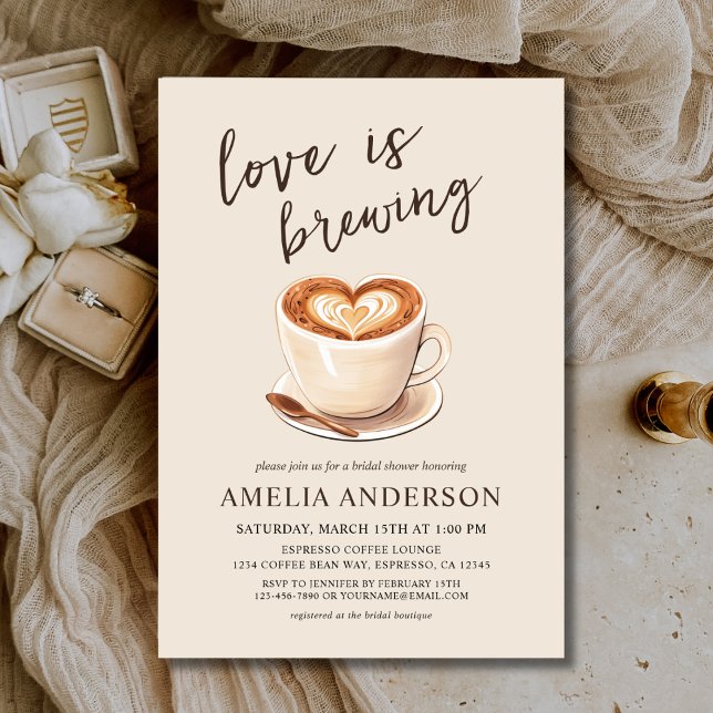 Love is Brewing Coffee Bridal Shower Invitation (Creator Uploaded)