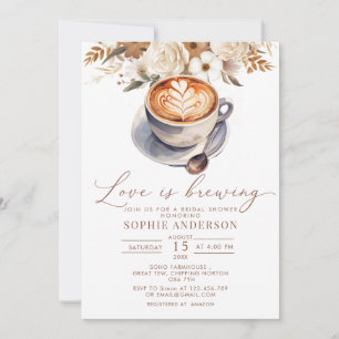 Love Is Brewing Coffee Bridal Shower  Invitation