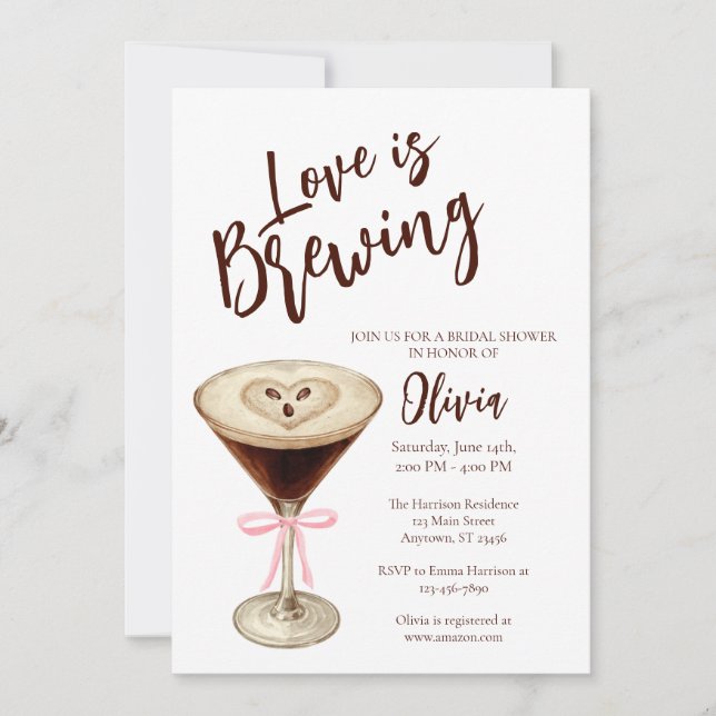 Love Is Brewing Coffee Bridal Shower Invitation (Devant)
