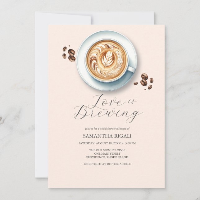 Love is Brewing Coffee Bridal Shower Invitations (Front)