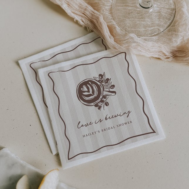"Love is Brewing" Coffee Bridal Shower  Napkin (Creator Uploaded)