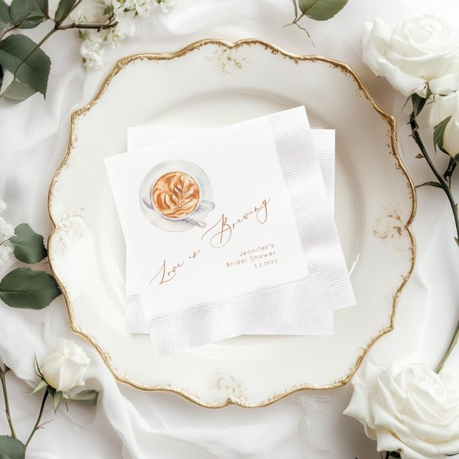 Love is brewing coffee bridal shower napkin (Creator Uploaded)