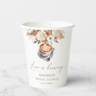 Love Is Brewing Coffee Bridal Shower Paper Cups