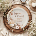 Love is Brewing Coffee Bridal Shower Paper Plate<br><div class="desc">Discover the chic,  romantically-themed 'Love is Brewing' coffee bridal shower plates for your upcoming event. These fall floral-themed plates are perfect for capturing the essence of your unique love story. Get inspired to create the perfect,  stylish fall wedding celebration!</div>
