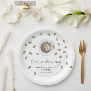 Love is brewing Coffee Bridal shower Paper Plate