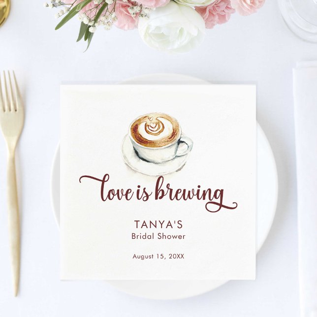Love is Brewing Coffee Bridal Shower Script Napkin (Creator Uploaded)