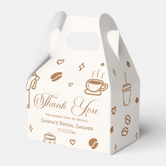 Love is Brewing Coffee Bridal Shower Thank You Favor Box (Front Side)