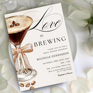 Love is Brewing Coffee Cocktail Bridal Shower Invitation