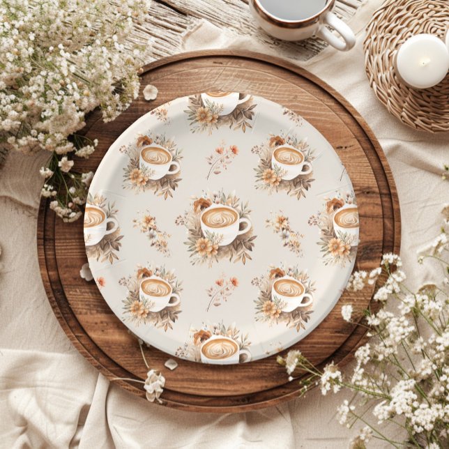 Love is Brewing Coffee Fall Bridal Shower Paper Plate (Creator Uploaded)