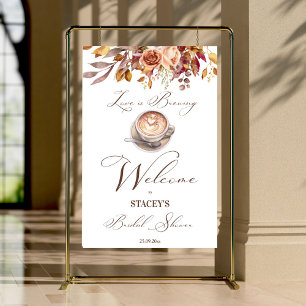 Love is brewing coffee fall bridal shower welcome  poster