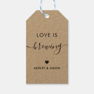 Love is Brewing, Coffee Gift Tag, Kraft Favour Tags