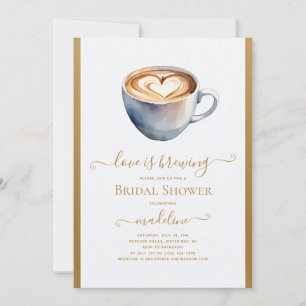 Love is Brewing Coffee Gold Bridal Shower Invitation