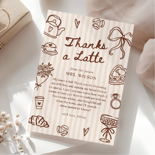 Love is Brewing Coffee Hand Drawn Bridal Shower Thank You Card