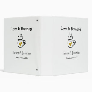 Love is Brewing coffee mug gold heart couple name Binder