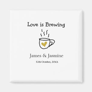 Love is Brewing coffee mug gold heart couple name Magnet