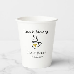 Love is Brewing coffee mug gold heart couple name  Paper Cups