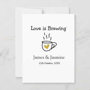 Love is Brewing coffee mug gold heart couple name  Postcard