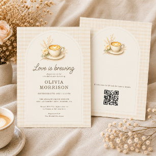 Love is Brewing Coffee Rustic Boho Bridal Shower Invitation