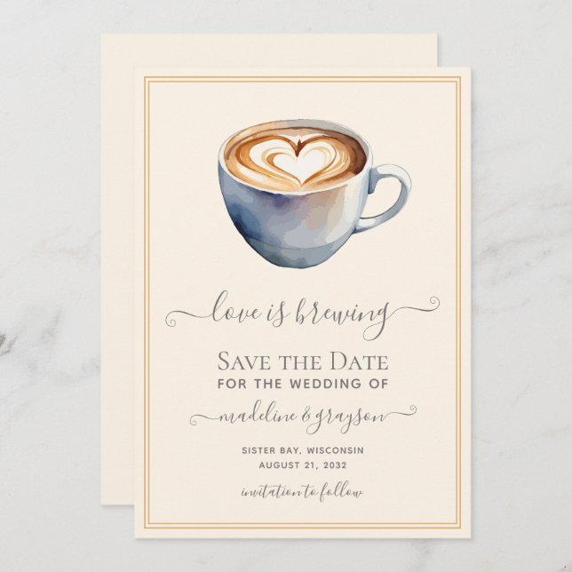 Love is Brewing Coffee  Save The Date (Front/Back)