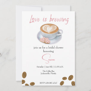 Love is brewing, coffee shop bridal shower invitation