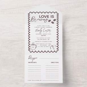 Love is Brewing Coffee Theme Bridal Shower All In One Invitation