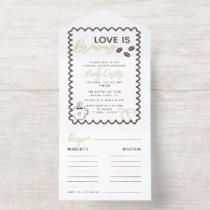 Love is Brewing Coffee Theme Bridal Shower All In One Invitation