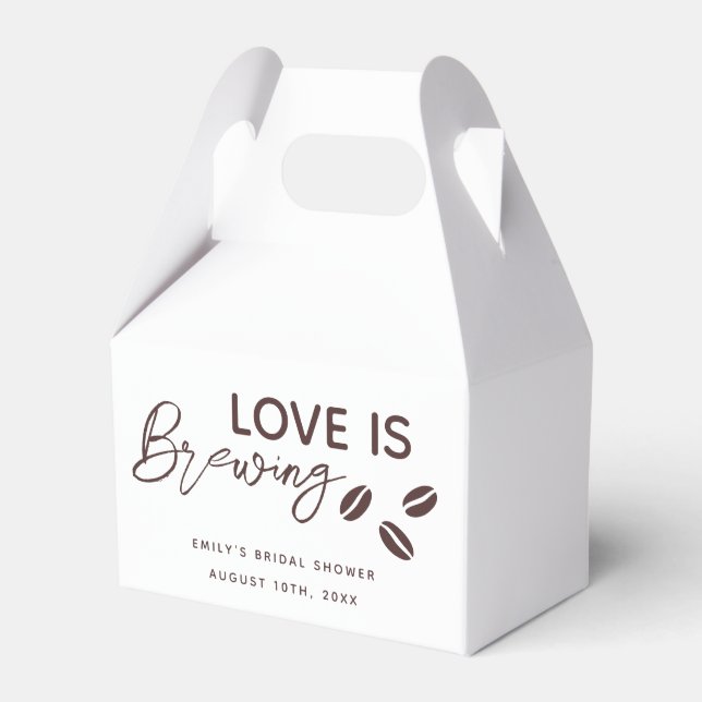 Love is Brewing Coffee Theme Bridal Shower Favor Box (Front Side)