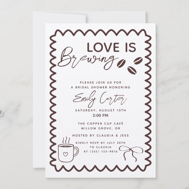 Love is Brewing Coffee Theme Bridal Shower Invitation (Front)