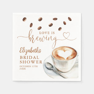 Love Is Brewing Coffee Theme Bridal Shower Napkin