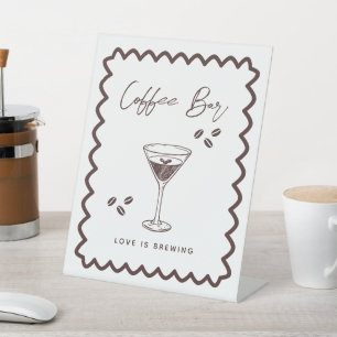 Love is Brewing Coffee Theme Bridal Shower Pedestal Sign