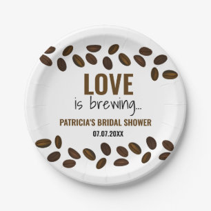 Love Is Brewing Coffee Themed Bridal Shower Paper Plate
